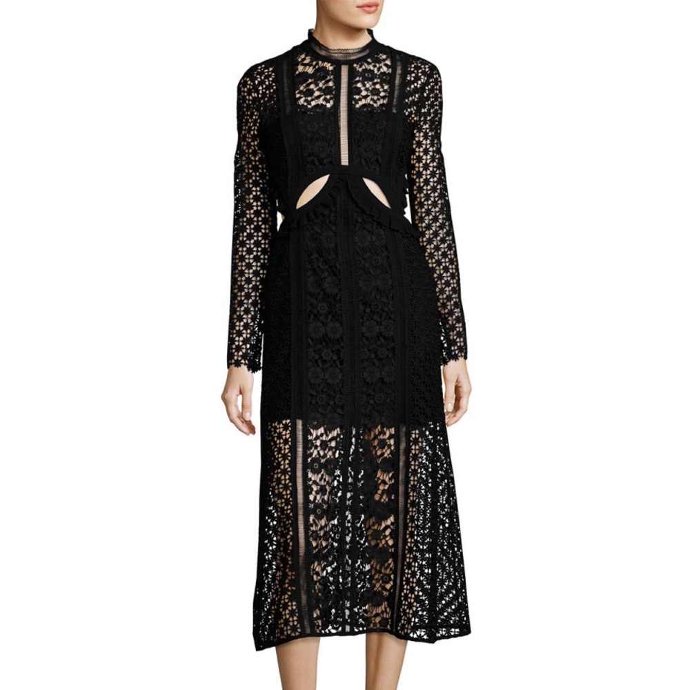 NWT Self Portrait Payne Cutout Midi Dress Black